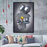 3D Effect Art Art Love Gold Heart Iron Mesh Abstract Art Framed Art Print Wall Decor - Painting Art,Framed Picture,Wall Art