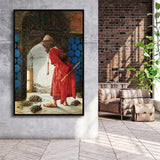 The Tortoise Trainer, Osman Hamdi Painting Framed Canvas Prints Wall Art Home Decor, Floating Frame