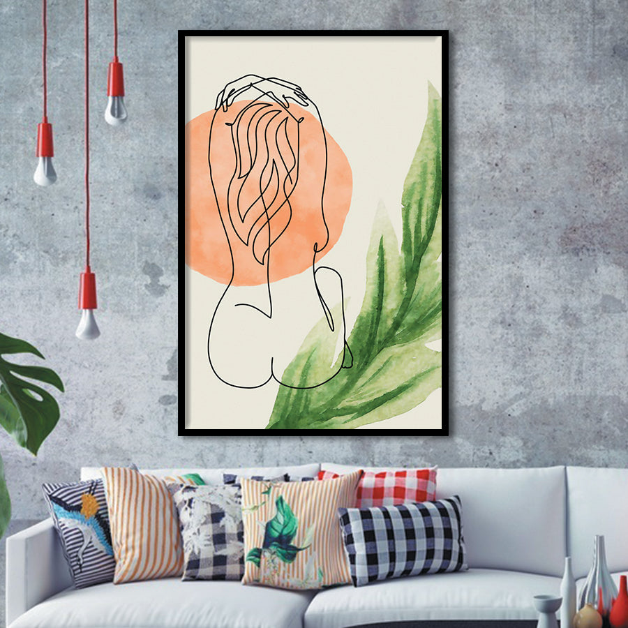 Back Pose Of Lady Bathroom Art Framed Art Prints Wall Decor, Framed Picture, Large Picture