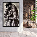 Loved Black Couple Framed Canvas Prints Wall Art - Painting Canvas, Floating Frame, Painting Prints, For Sale