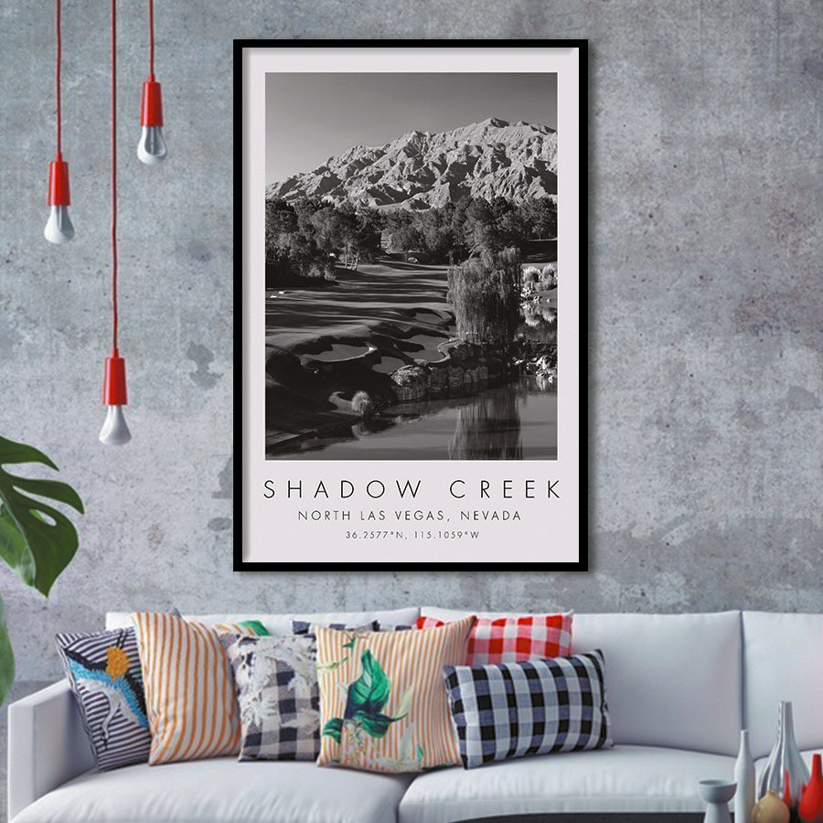Shadow Creek Golf Club Hole 18, North Las Vegas, Nevada, Golf Art, Gift for him, Framed Art Print Wall Decor