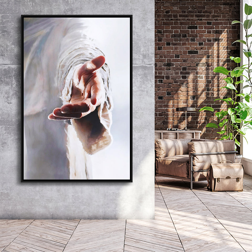 Jesus Holding Hand Framed Canvas Prints - Painting Canvas, Framed Art, Prints for Sale, Wall Art, Wall Decor