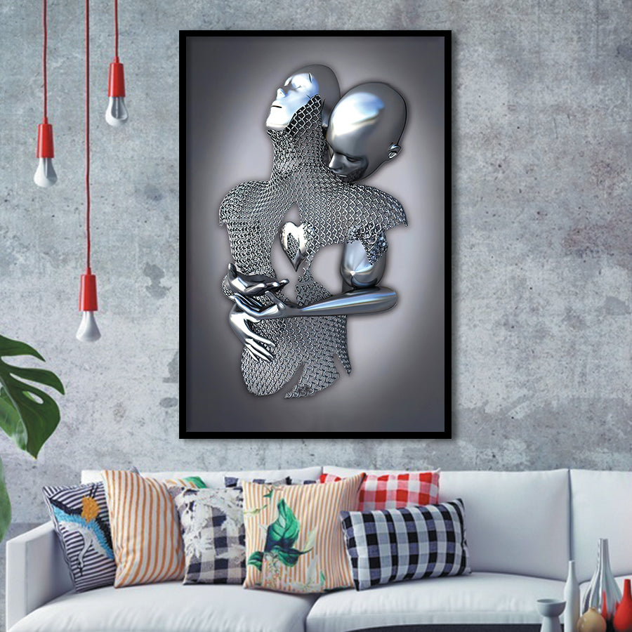 3D Effect Art Eternal Love Iron Mesh Framed Art Print Wall Decor - Painting Art,Framed Picture,Wall Art