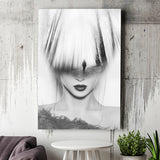 Mystical Woman Abstract Black And White, Canvas Prints Wall Art Home Decor, Ready to Hang