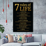 7 Rules Of Life Art Canvas, Motivational Art Framed Art Prints Wall Decor, Framed Picture, Large Picture