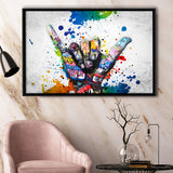 Hand Gesture Victory Graffiti Art Framed Canvas Prints Wall Art Decor - Painting Canvas, Floating Frame, Framed Picture