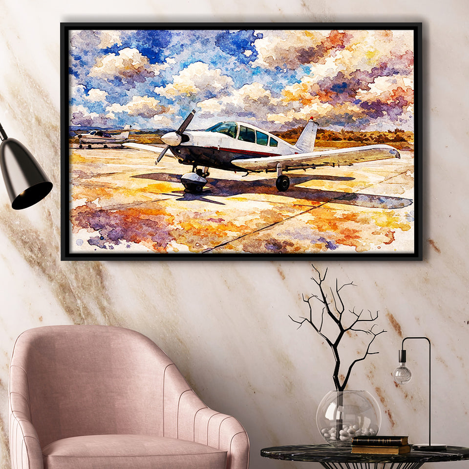 Watercolor Aircraft Painting, Framed Canvas Prints Wall Art Home Decor
