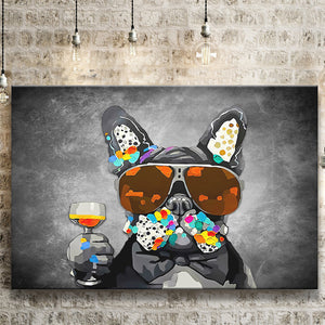 Modern Dog With Sunglasses Cool Watercolor Canvas Prints Wall Art Decor - Painting Canvas, Home Decor, Art Print, Art For Sale