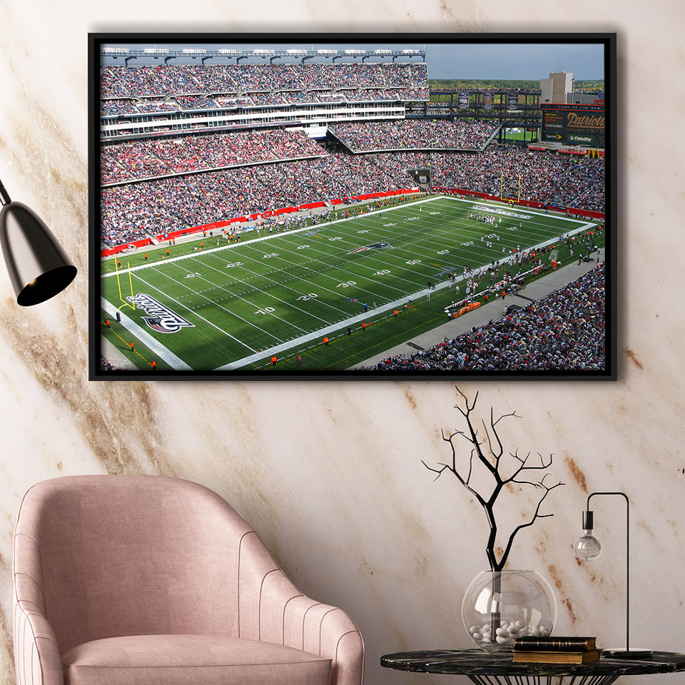 New England Patriots Wall Art Gillette Stadium Framed Canvas Prints,Sport Stadium Art Prints, Fan Gift