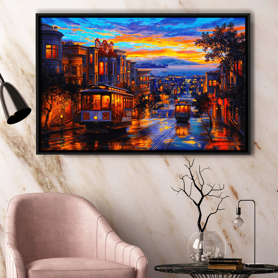 San Francisco Downtown Framed Canvas Prints Wall Art Decor - Painting Canvas, Framed Picture, Home Decor