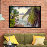 Tropical, Palm Trees Print Tropical Decor Framed Art Prints Wall Art Decor,Black Frame, Ready to hang