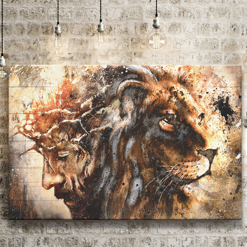 Jesus And Lion Canvas Prints Wall Art - Painting Canvas,Wall Decor,Art Print,Home Decor