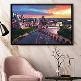 Minneapolis, Minneapolis Skyline100 Framed Canvas Prints Wall Art Decor, Black Floating Frame