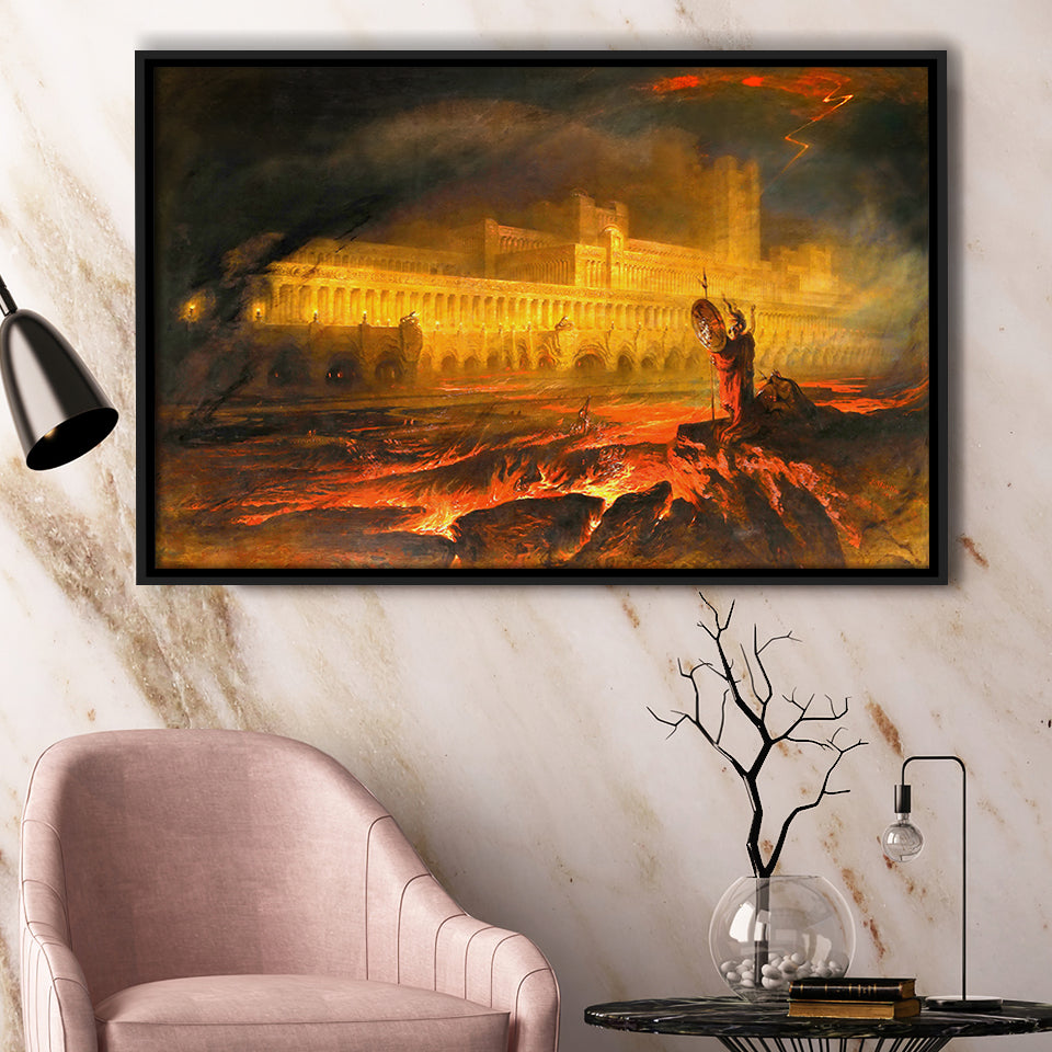 Pandemonium By John Martin, Framed Canvas Prints Wall Art Home Decor,Floating Frame, Ready to Hang