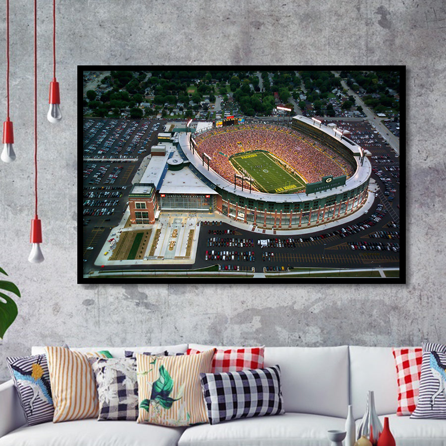 Lambeau Field Stadium, Stadium Canvas, Sport Art, Gift for him, Framed Art Prints Wall Art Decor, Framed Picture