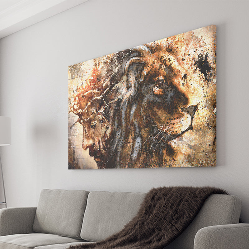 Jesus And Lion Canvas Prints Wall Art - Painting Canvas,Wall Decor,Art Print,Home Decor