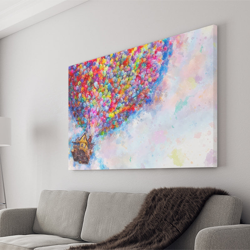 Pixar Dream house fly with balloons Painting Canvas Prints Wall Art - Painting Prints, Wall Decor, Art Prints