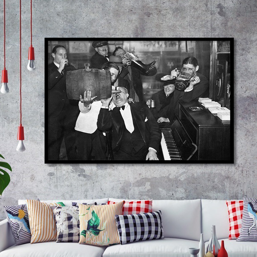 Beer Drinking Bar Black And White Print, End Of Prohibition Framed Art Prints, Wall Art,Home Decor,Framed Picture