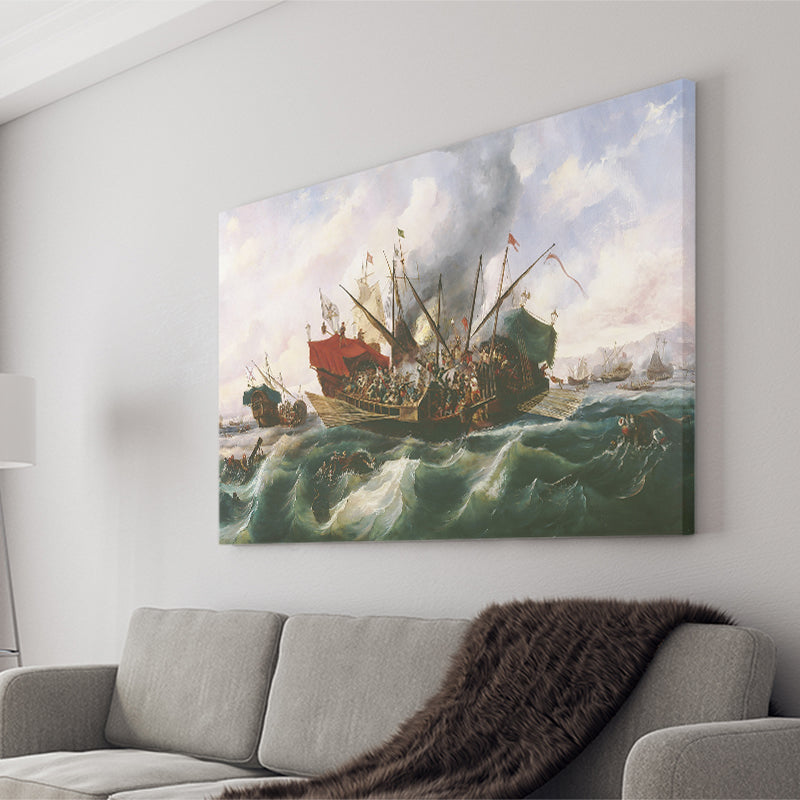 Battle Of Lepanto By Antonio Brugada Vila Canvas Wall Art - Canvas Prints, Prints For Sale, Painting Canvas