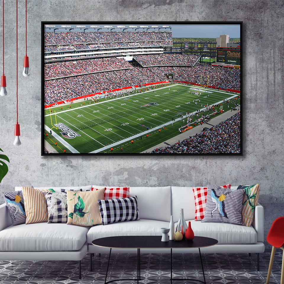 New England Patriots Wall Art Gillette Stadium Framed Canvas Prints,Sport Stadium Art Prints, Fan Gift