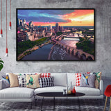 Minneapolis, Minneapolis Skyline100 Framed Canvas Prints Wall Art Decor, Black Floating Frame