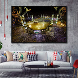 Islamic Prayer Religious Islamic Mosque Mecca Framed Canvas Prints Wall Art Decor, Framed Picture, Floating Frame