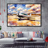 Watercolor Aircraft Painting, Framed Canvas Prints Wall Art Home Decor