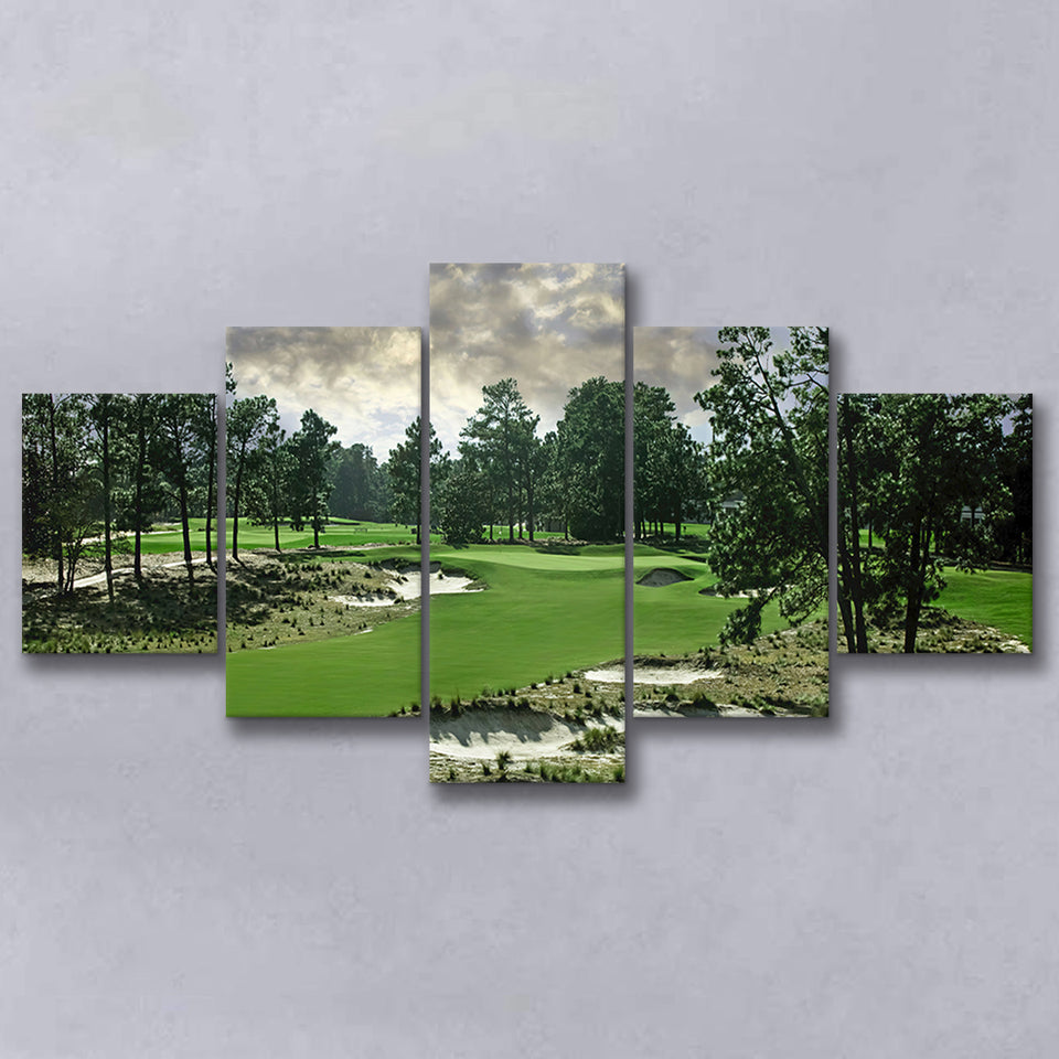 Pinehurst Course Number 2 Golf Courses, Golf Art Print, 5 Panels Canvas Prints Wall Art Decor