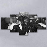 Beer Drinking Bar Black And White Print, End Of Prohibition 5 Panels, Canvas Prints Wall Art Decor, Large Canvas Art