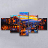 San Francisco Downtown 5 Pieces Canvas Prints Wall Art Decor - Painting Canvas, Mixed Canvas, Multi Panels