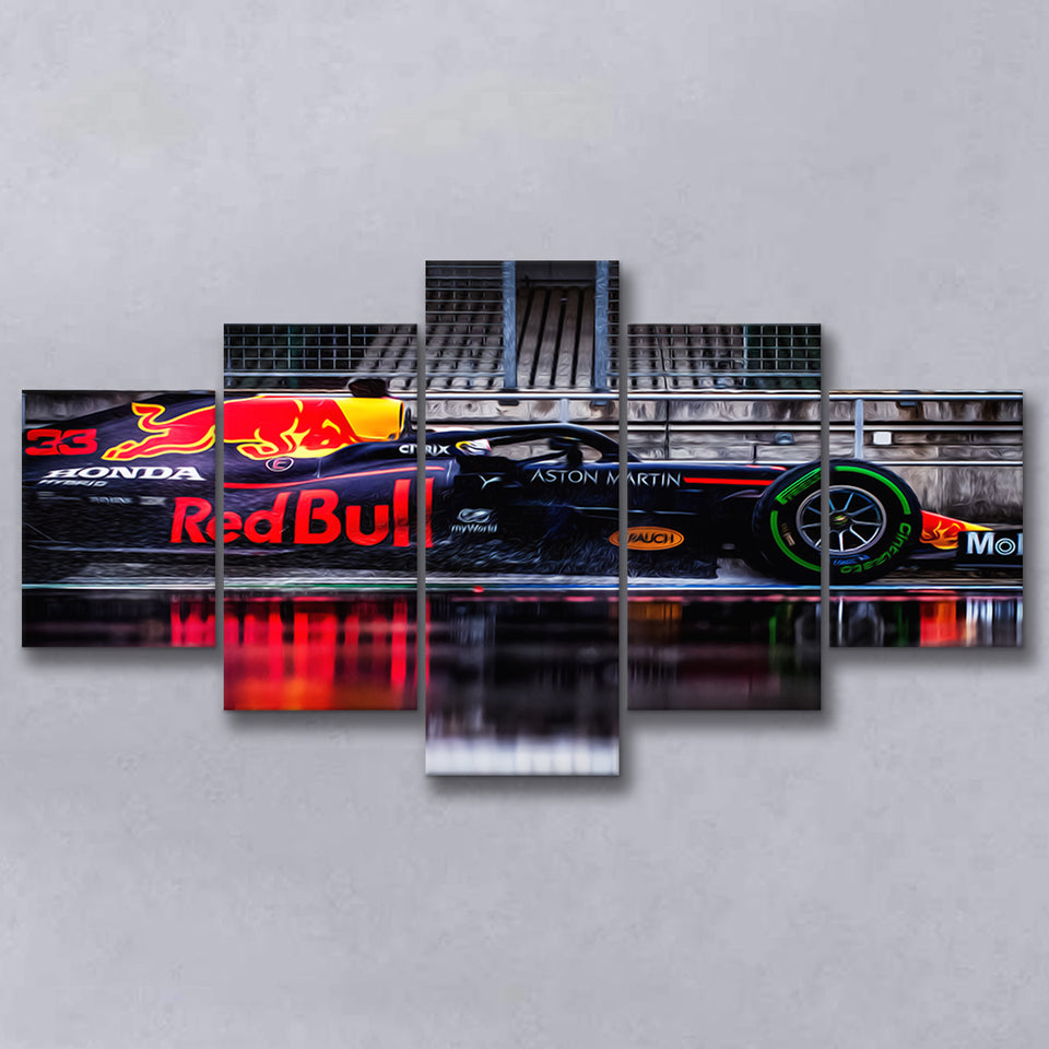Verstappen F1 Painting F1 Formula 5 Pieces Canvas Prints Wall Art - Painting Canvas, Multi Panels, Wall Decor