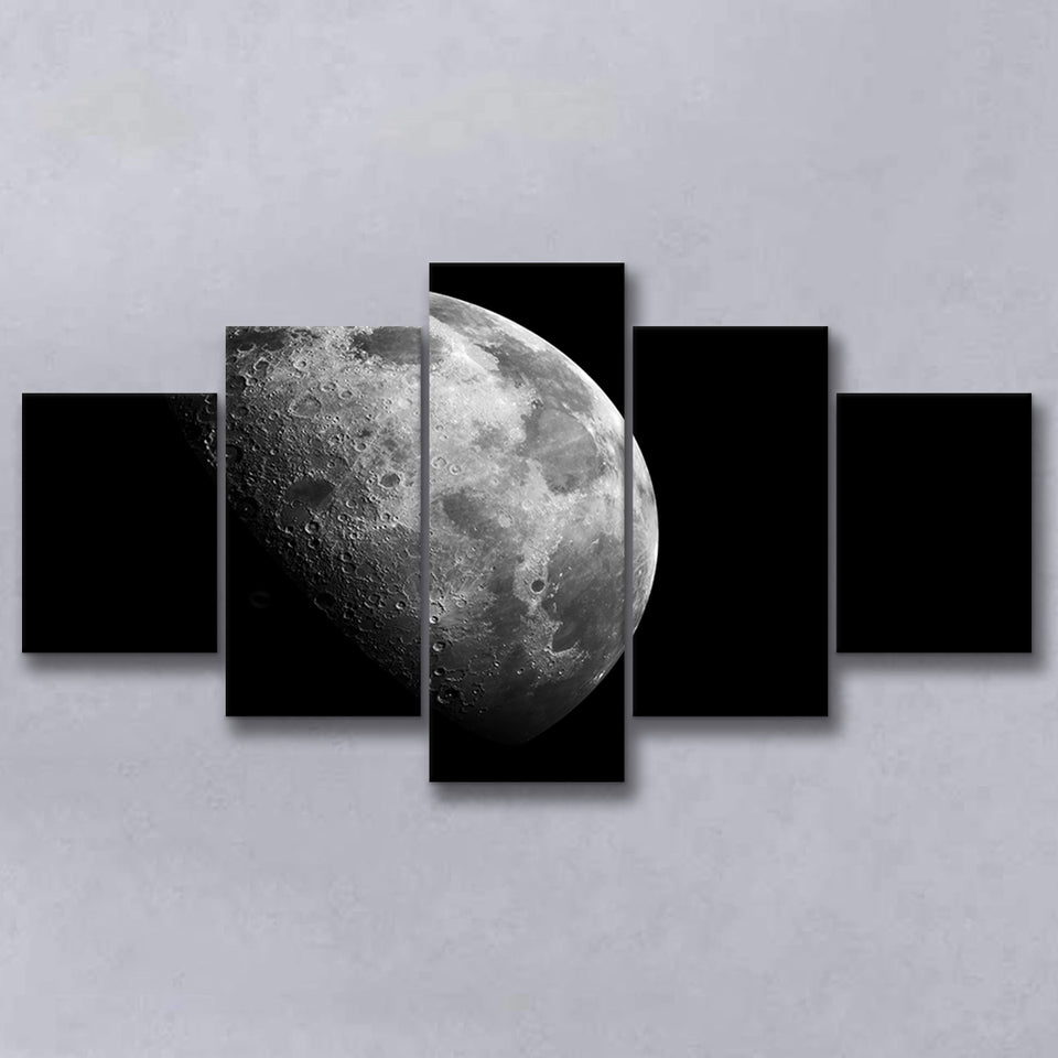Large Moon Canvas Art, Black and White Moon Photo Multi Panels,Canvas Prints Wall Art Home Decor
