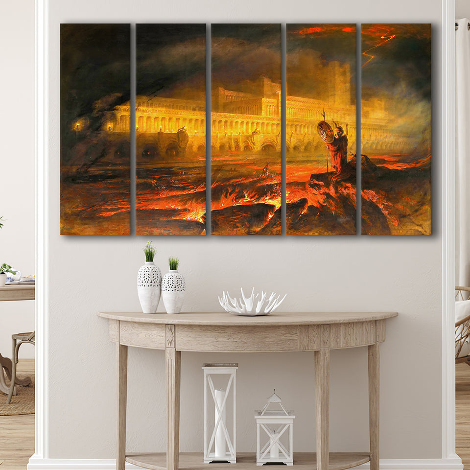 Pandemonium By John Martin, Multi Panels, 5 Pieces B, Canvas Prints Wall Art Home Decor,X Large Canvas