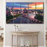 Minneapolis, Minneapolis Skyline100 5 Panels B,Large Canvas,Canvas Prints Wall Art Home Decor