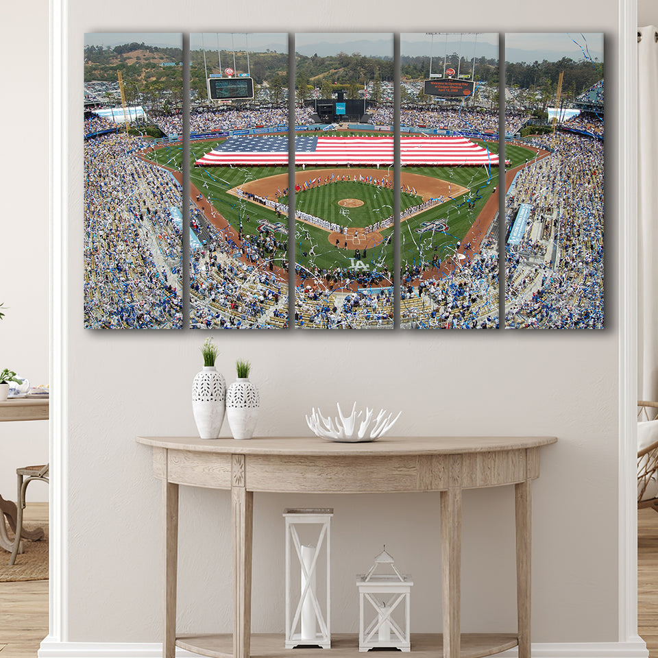 Los Angeles Dodgers Stadium Wall Art Dodger Stadium Canvas Prints,Multi Panels B,Sport Stadium Art Prints, Fan Gift
