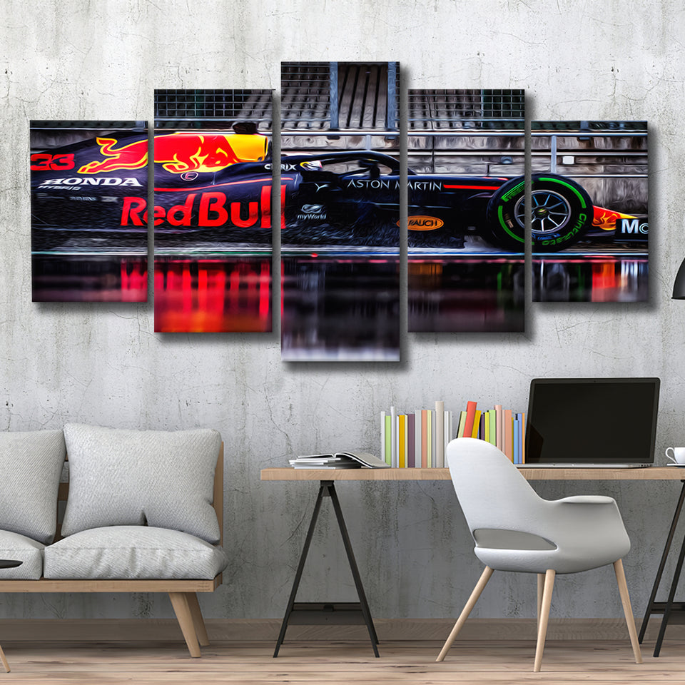 Verstappen F1 Painting F1 Formula 5 Pieces Canvas Prints Wall Art - Painting Canvas, Multi Panels, Wall Decor
