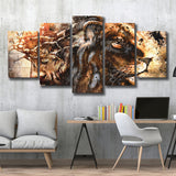 Jesus And Lion 5 Piece Multi Panels Canvas Prints Wall Art - Painting Canvas,Wall Decor