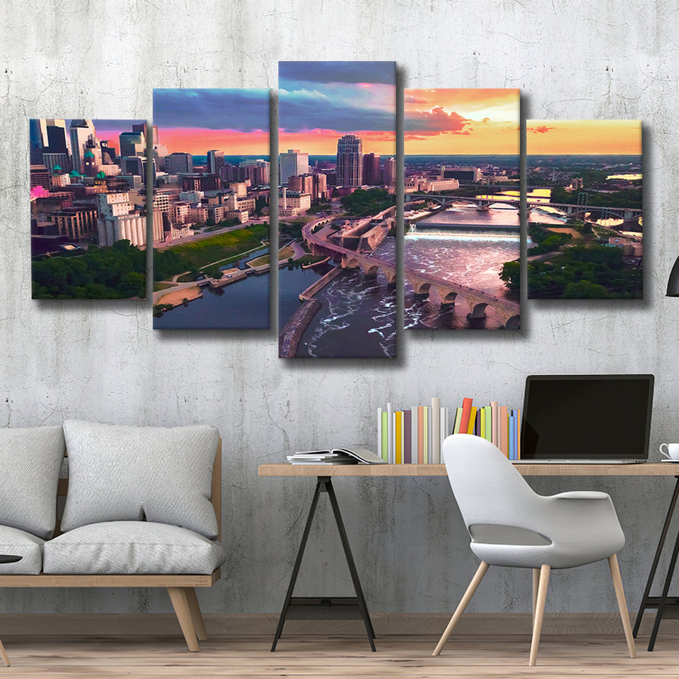 Minneapolis, Minneapolis Skyline100 Multi Panels,Canvas Prints Wall Art Home Decor