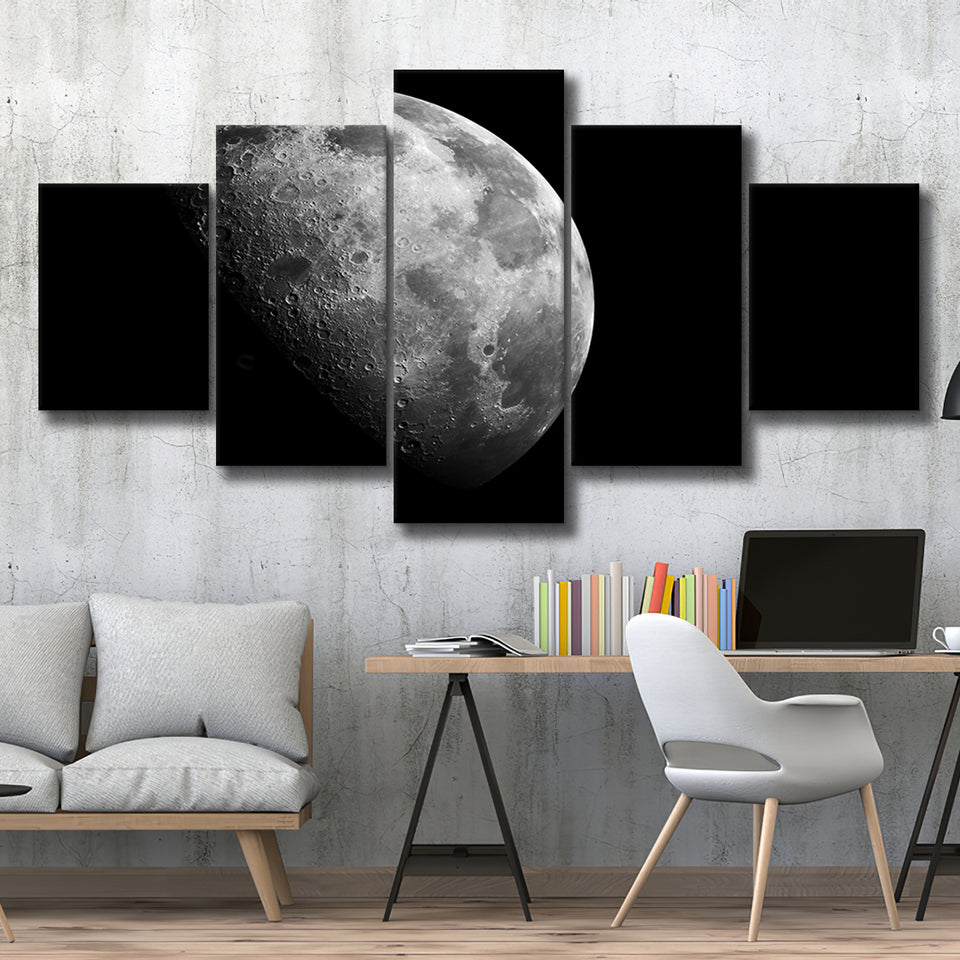 Large Moon Canvas Art, Black and White Moon Photo Multi Panels,Canvas Prints Wall Art Home Decor
