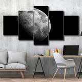 Large Moon Canvas Art, Black and White Moon Photo Multi Panels,Canvas Prints Wall Art Home Decor