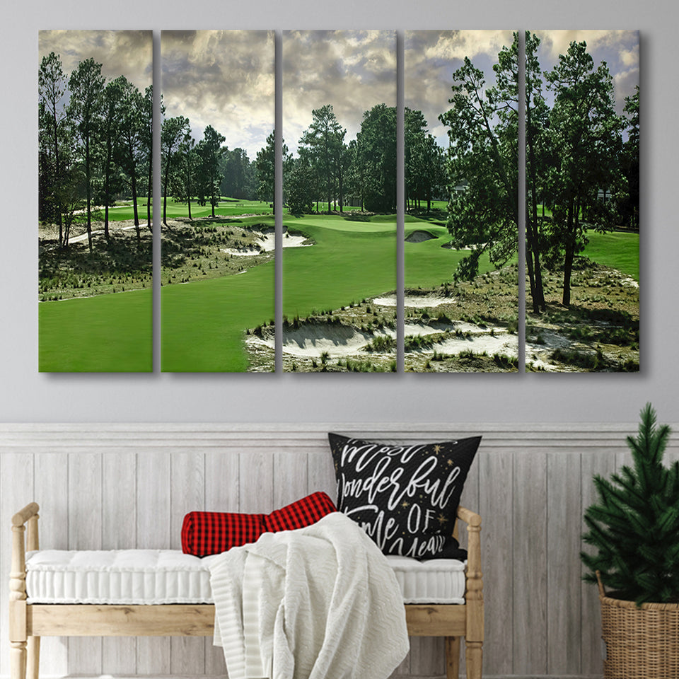Pinehurst Course Number 2 Golf Courses, 5 Panels Extra Large Canvas Prints Wall Art Decor