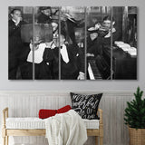 Beer Drinking Bar Black And White Print, End Of Prohibition Larger Canvas Art, 5 Piece Canvas Prints Wall Art Decor