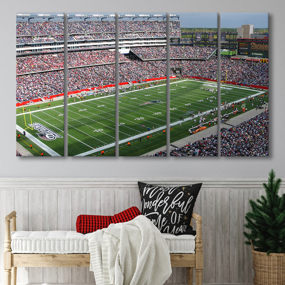 New England Patriots Wall Art Gillette Stadium Canvas Prints,Multi Panels B,Sport Stadium Art Prints, Fan Gift