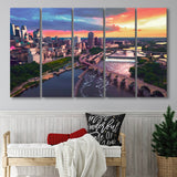 Minneapolis, Minneapolis Skyline100 5 Panels B,Large Canvas,Canvas Prints Wall Art Home Decor