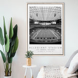 Allegiant Stadium Las Vegas Raiders, Stadium Wall Art For Football Lovers, B&W, Floating Framed Canvas Print