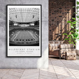 Allegiant Stadium Las Vegas Raiders, Stadium Wall Art For Football Lovers, B&W, Floating Framed Canvas Print