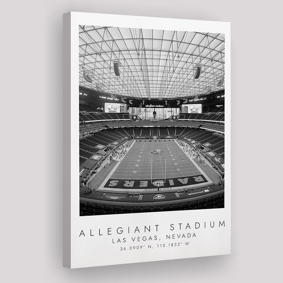 Allegiant Stadium Las Vegas Raiders, Stadium Print For Football Lovers, Black And White, Canvas Print Wall Art