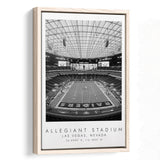 Allegiant Stadium Las Vegas Raiders, Stadium Wall Art For Football Lovers, B&W, Floating Framed Canvas Print