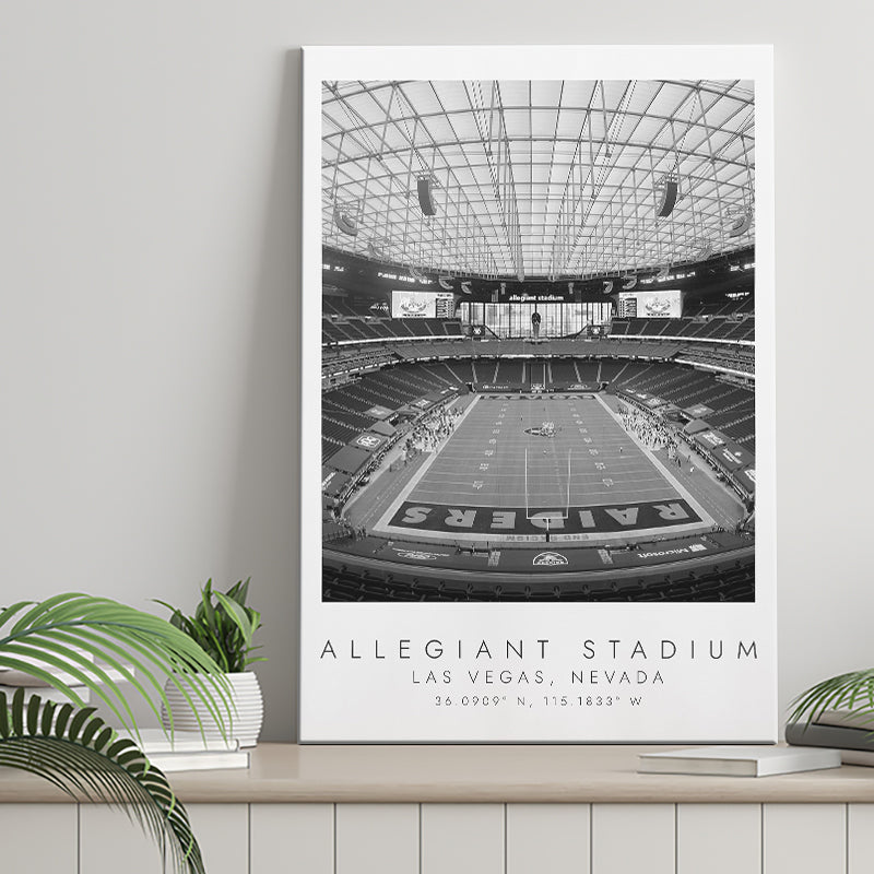 Allegiant Stadium Las Vegas Raiders, Stadium Print For Football Lovers, Black And White, Canvas Print Wall Art