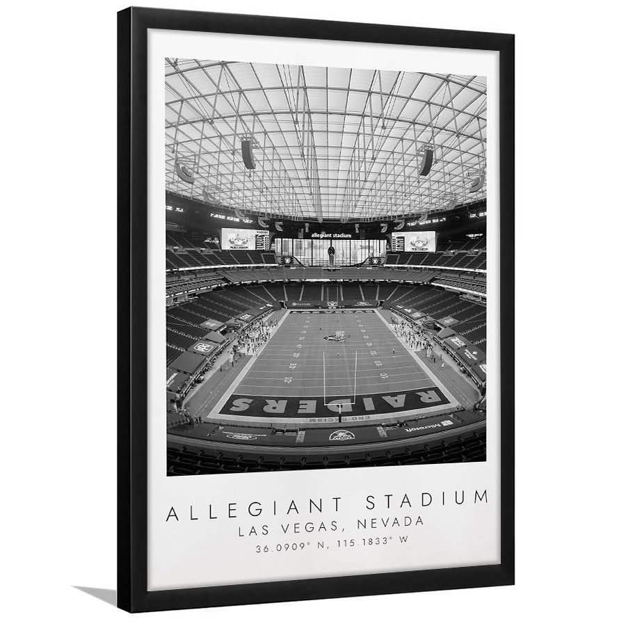 Allegiant Stadium Las Vegas Raiders, Stadium Print For Football Lovers, Black And White, Framed Art Print Wall Decor